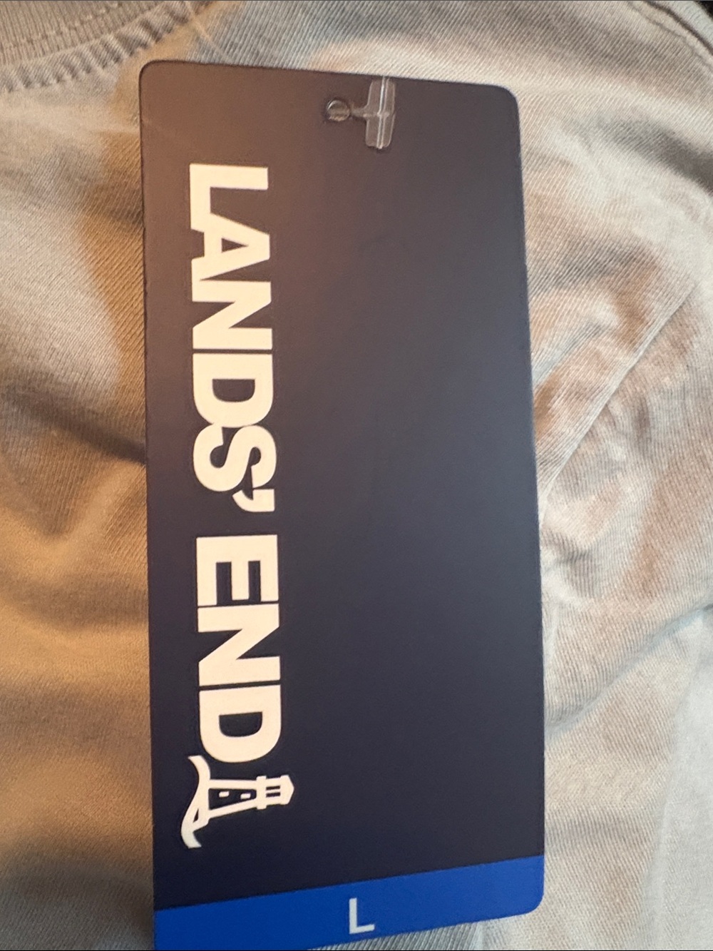 Lands' End Light Gray Tee with Dog Holding American Paddle - Picture 3 of 7